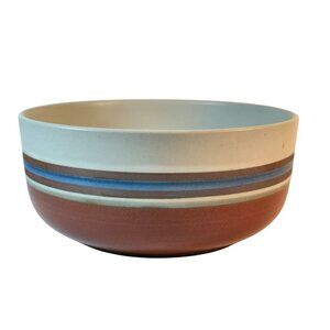 Vintage Otagiri Mirage Large Bowl Stoneware Pottery Rust Blue 7" READ WEAR